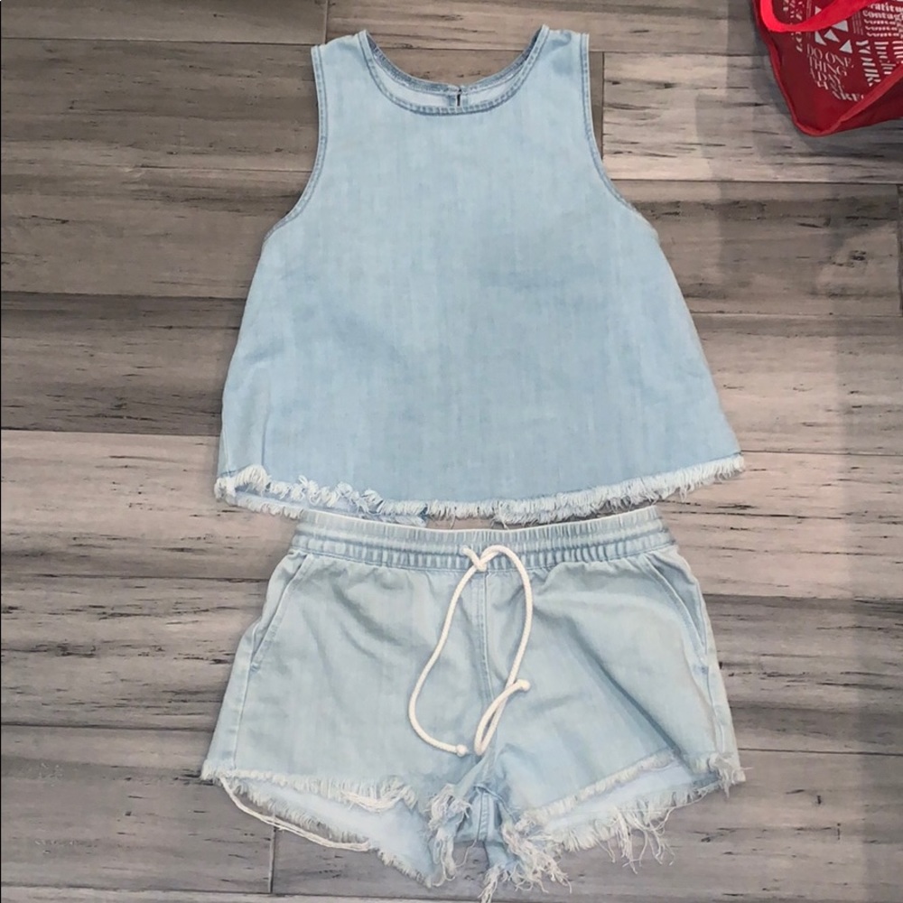 denim 2 piece outfit!